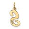 14K Yellow Gold Medium Script Initial Letter S Charm Jewerly 19mm x 10mm